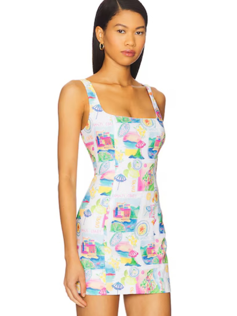 Show Me Your MuMu Pastel Multi-Print Square-Neck Mini Dress